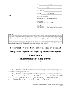 Determination of sodium, calcium, copper, iron and