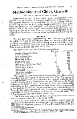 Methionine and Chick Growth