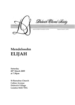 Elijah programme - Dulwich Choral Society