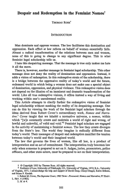 Despair and Redemption in the Feminist Nomos