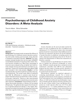 Psychotherapy of Childhood Anxiety Disorders: A Meta