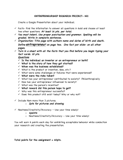 Entrepreneur Project - Beachwood City Schools