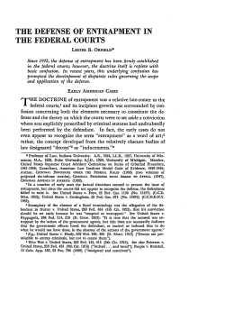 The Defense of Entrapment in the Federal Courts