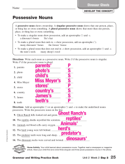 Possessive Nouns Dinosaur Ghosts