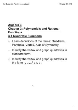 3.1 Quadratic Functions.notebook