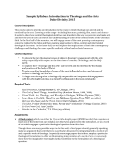 Introduction to Theology and the Arts syllabus