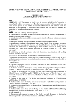 Draft By-law on the Classification, Packaging and