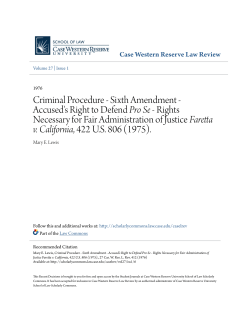 Criminal Procedure - Sixth Amendment - Scholarly Commons