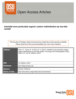 Intertidal zone particulate organic carbon redistribution