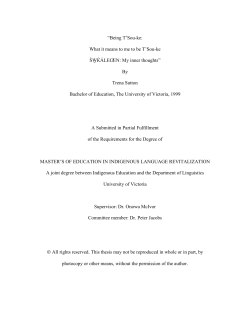 Being T`Sou-ke: What it means to me to be T`Sou