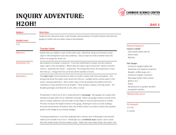 inquiry adventure: h2oh! - Carnegie Science Center