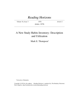A New Study Habits Inventory: Description and Utilization