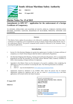 MN 15 of 2015 - South African Maritime Safety Authority