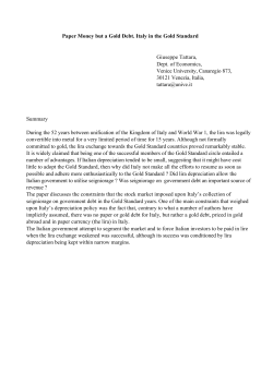 Paper Money but a Gold Debt. Italy in the Gold Standard Giuseppe