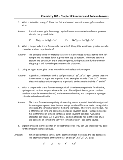 Chemistry 102 – Chapter 8 Summary and Review Answers