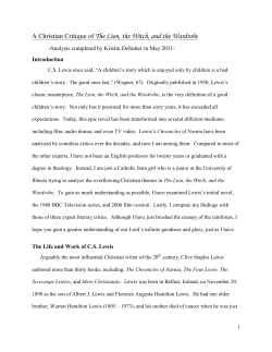 A Christian Critique of The Lion, the Witch, and the Wardrobe