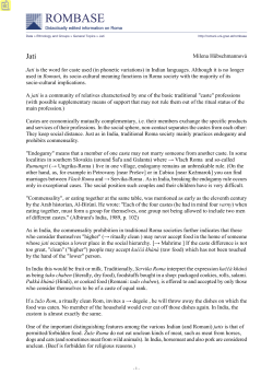 Milena H&uuml;bschmannov&aacute; Jati is the word for caste used (in phonetic