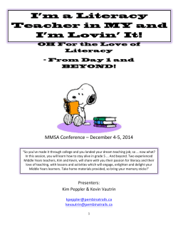 I`m a Literacy Teacher in Middle Years, and I`m lovin` it! Handout