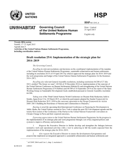 Resolution 25/4 Implementation of the strategic plan for - UN