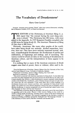 The Vocabulary of Drunkenness