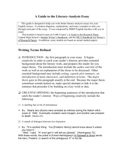 A Guide To Literary Analysis - Chandler Unified School District
