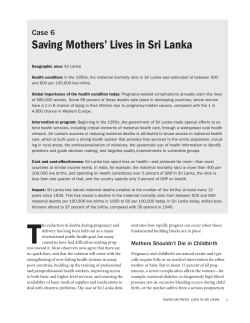 Case 6: Saving Mothers` Lives in Sri Lanka