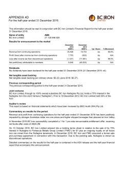 Half Yearly Report for period ending 31 December