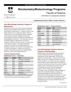 Biochemistry/Biotechnology Programs