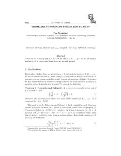 #A63 INTEGERS 14 (2014) THERE ARE NO SOCIALIST PRIMES