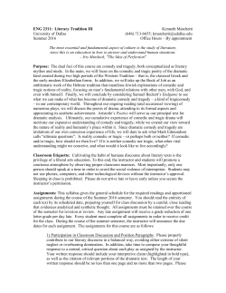 ENG 2311: Literary Tradition III Kenneth Marchetti University of Dallas