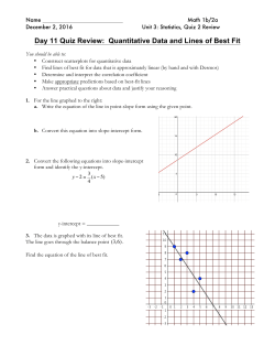 Day 11 Quiz Review: Quantitative Data and Lines of Best Fit