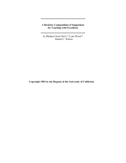 A Berkeley Compendium of Suggestions for Teaching with Excellence