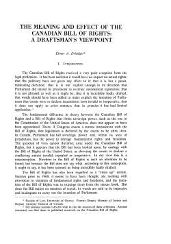Meaning and Effect of the Canadian Bill of Rights: A Draftsman`s