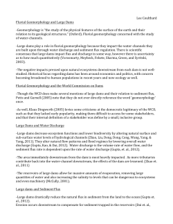 Lee Coulthard Fluvial Geomorphology and Large Dams