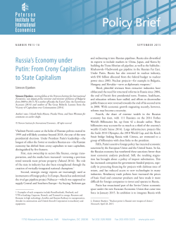Russia`s Economy under Putin - Peterson Institute for International