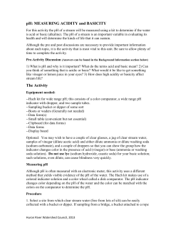 pH: MEASURING ACIDITY and BASICITY The Activity