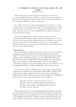 1 Is Schumann`s Album for the Young really for the young? Elizabeth