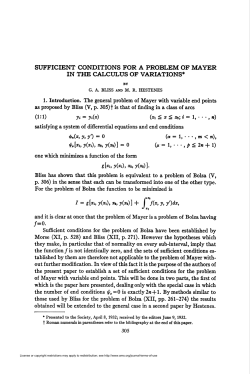 SUFFICIENT CONDITIONS FOR A PROBLEM OF MAYER IN THE