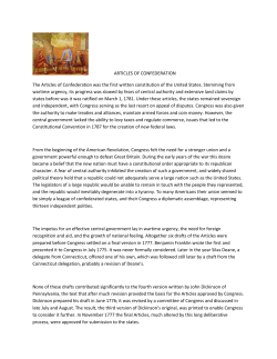 ARTICLES OF CONFEDERATION The Articles of Confederation was