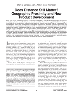 Does Distance Still Matter? Geographic Proximity and