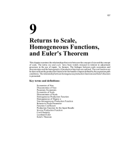 Returns to Scale, Homogeneous Functions, and Euler`s