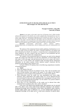 Extratextuality in Translating Edgar Allan Poe`s The Masque of the