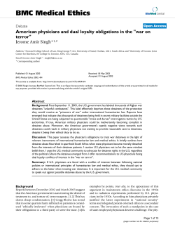 American physicians and dual loyalty obligations in the "war on