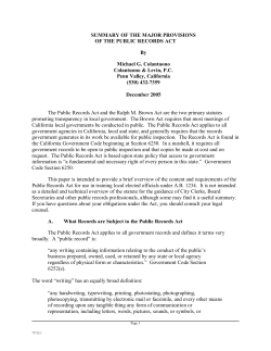 Public Records Act Summary