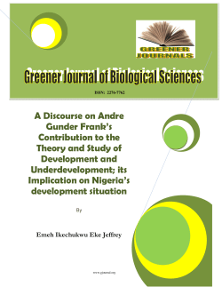 A Discourse on Andre Gunder Frank`s Contribution to the Theory