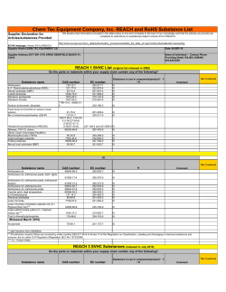 ChemTec REACH and RoHS Substance Overview June 2015