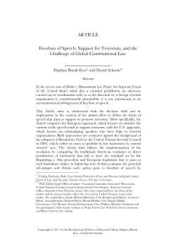 ARTICLE Freedom of Speech, Support for Terrorism