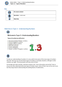 Key Welcome to Topic 3: Understanding Numbers