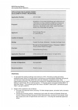 APPLICATION FOR PLANNING PERMIT: 450 ELIZABETH STREET