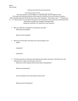 Name: Class Period: Holocaust Socratic Discussion Questions Your